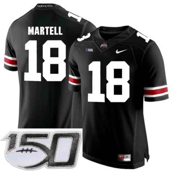 Ohio State Buckeyes 18 Tate Martell Black College Football Stitched 150th Anniversary Patch Jersey (1)